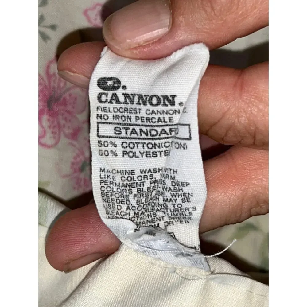 Vtg Cannon Cottagecore twin Sheet Set Garden Country Rose Floral White Pink